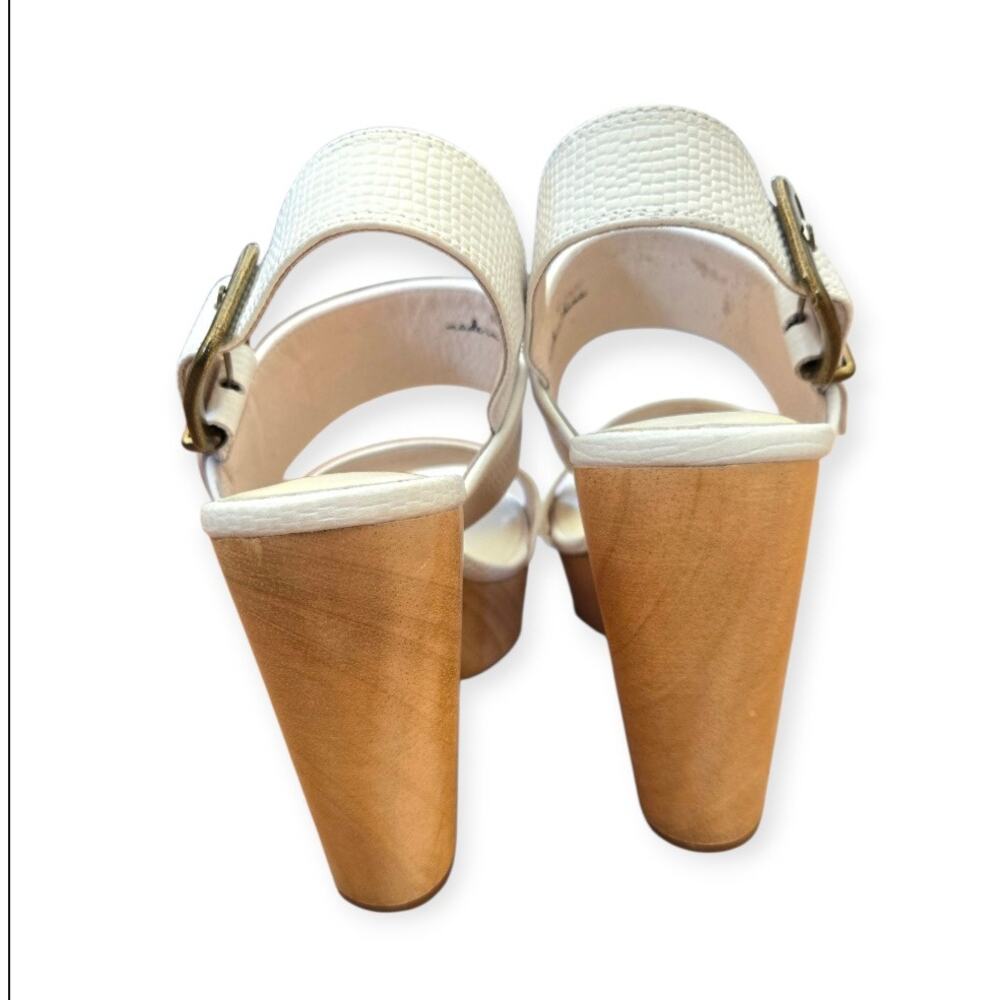 Charlotte‎ Stone White Leather Slingback Clog Heels Sandals Size 10 - Picture 5 of 10